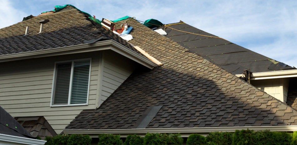 service roof replacement work in progress